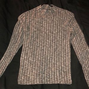 Long Sleeve Semi Turtle Neck Gray Sweater.